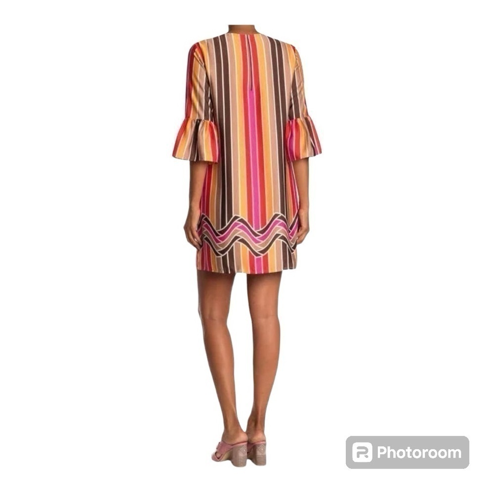 TRINA TURK Raquel Dress Mini Striped Shift Retro Bell Sleeves NEW Size 2 - Picture 2 of 16